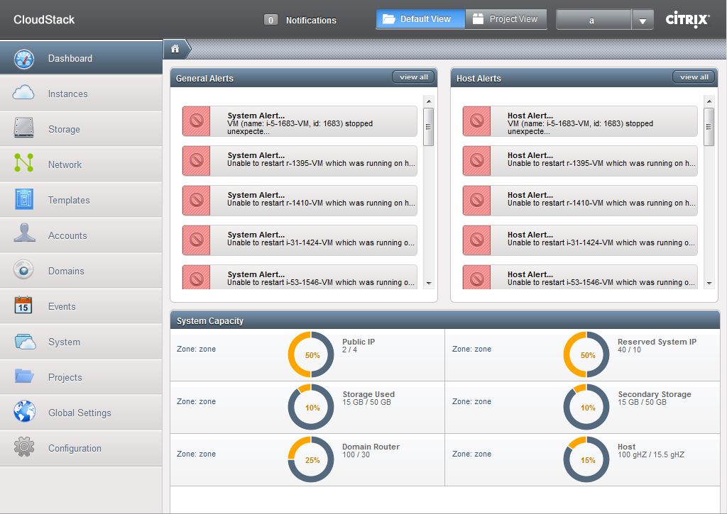 CloudStack Dashboard 1